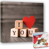 Fotoboek/fotoalbum I Love You met 30 paginas 24 x 24 x 3 cm inclusief plakkers