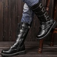 Voor heren Laarzen Retro Half-kuitlaarzen Biker laarzen Vintage Dagelijks PU Kuitlaarzen 555 (katoenen voering) Herfst Winter Lightinthebox