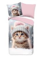 Good Morning Kinderdekbedovertrek "kat/ poes" - Multi - (135x200 cm) - Katoen Flanel