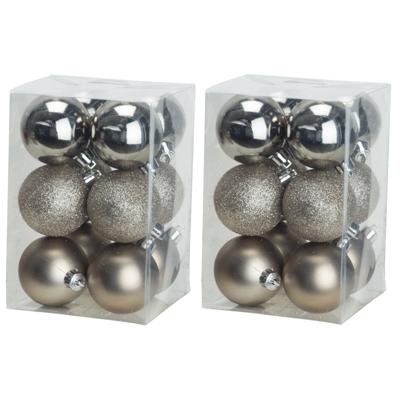 Kerstballen - 48x - champagne - 6 cm - kunststof - onbreekbaar - kerstversiering