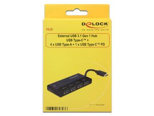 DeLOCK Externe USB 3.1 Gen 1 USB-C > 4x USB-A + 1x USB-C PD USB-hub usb-hub
