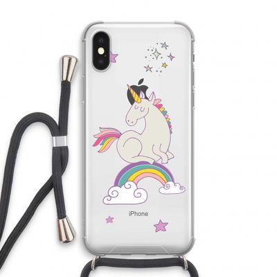 Regenboog eenhoorn: iPhone XS Transparant Hoesje met koord