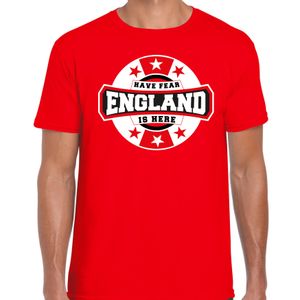 Have fear England is here / Engeland supporter t-shirt rood voor heren