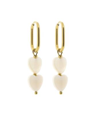 Solid Gold Oorbel Ovaal Hart Wit