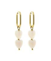 Solid Gold Oorbel Ovaal Hart Wit