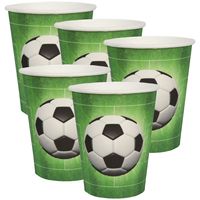 Feest wegwerp bekertjes - voetbal - 50x stuks - 270 ml - groen - karton