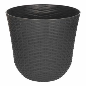 1x Grijze plantenbakken/bloempotten 25 cm rond