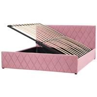 Beliani - ROCHEFORT - Tweepersoonsbed - Roze - 180 x 200 cm - Fluweel