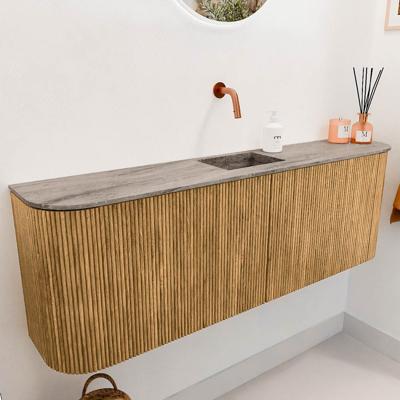 Toiletmeubel Mondiaz Joya Dlux | 123.2 cm | Meubelkleur Oak | Faye wastafel Oza Wasbak Midden | Zonder kraangat(en)