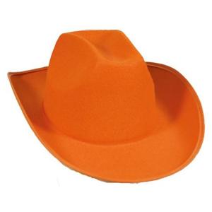 Koningsdag oranje western cowboyhoed - vilt - Oranje hoeden - voor volwassenen