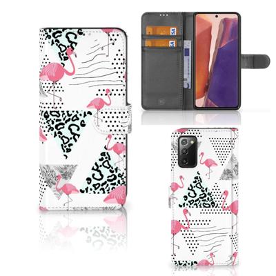 Samsung Galaxy Note 20 | Telefoonhoesje | Met pasjeshouder | Flamingo Triangle