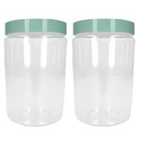 Voorraadpot/bewaarpot - 2x - 375 ml - kunststof - mint groen - B7 x H12 cm