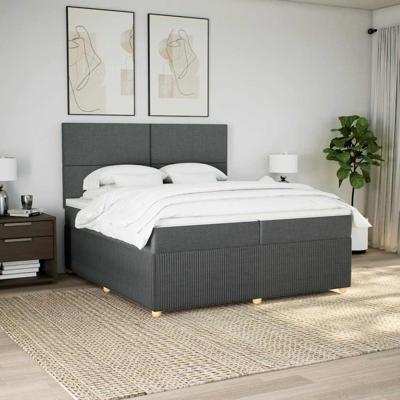 Boxspring met matras stof donkergrijs 200x200 cm