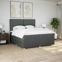 Boxspring met matras stof donkergrijs 200x200 cm