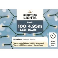 Kerstverlichting op batterij warm wit buiten 100 lampjes - thumbnail