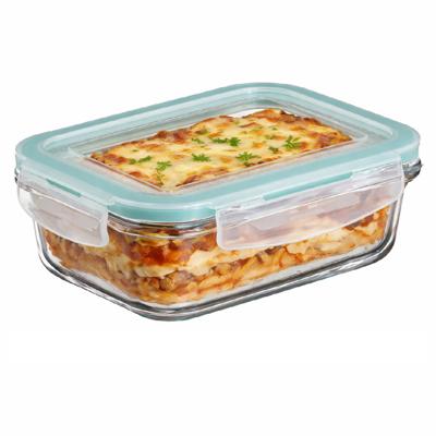 5Five Vershoudbakje met deksel - glas - luchtdicht - met clips - 26 x 21 x 8 cm - 2260 ml 5Five Vershoudbakje met deksel - glas - luchtdicht - met clips - 26 x 21 x 8 cm - 2260 ml