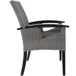 tectake® - Wicker tafel Foggia met 6 stoelen tuinstoelen Rosarno - tuinset - grijs - 404859