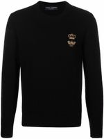 Dolce & Gabbana pull en laine vierge à broderies - Noir