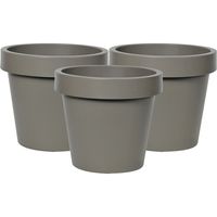 Plantenpot/bloempot - 3x - kunststof - taupe/bruin - Tuin buiten - D25 x H22 cm