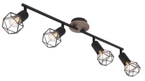 Globo PlafondlampXara I 4-lichts zwart met hout - 54802S-4H