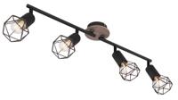 Globo PlafondlampXara I 4-lichts zwart met hout - 54802S-4H
