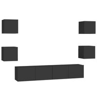 The Living Store TV-meubel - Stevig ontwerp - Wandmontage - Meerdere vakken - Eenvoudig te onderhouden - Zwart - - thumbnail