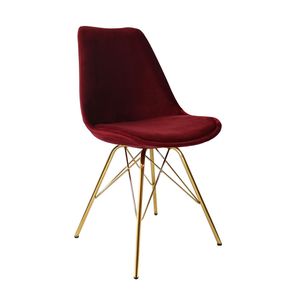 Velvet eetkamerstoel Kick Collection rood - gouden frame