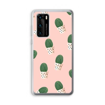 Cactusprint roze: Huawei P40 Transparant Hoesje