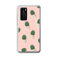Cactusprint roze: Huawei P40 Transparant Hoesje