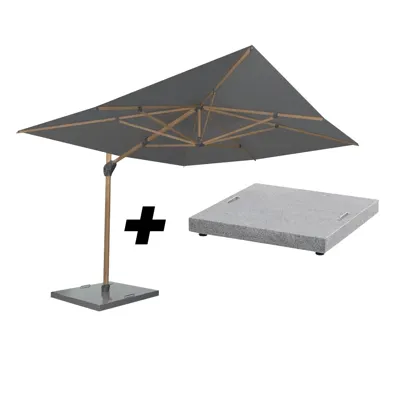 4 Seasons Outdoor Hacienda Wood Look Charcoal met Parasolvoet