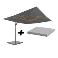 4 Seasons Outdoor Hacienda Wood Look Charcoal met Parasolvoet