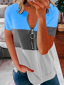 Casual Loosen Color Block Short Sleeve T-Shirt