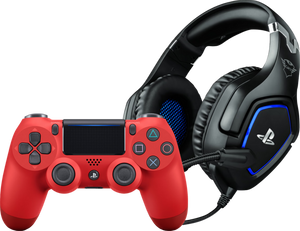 Sony Dualshock 4 Controller Rood + Trust GXT 488 FORZE Gaming Headset