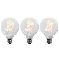 LUEDD Set van 3 E27 LED gedraaid filament lampen G95 helder 5W 400 lm