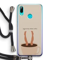 Aggressively drinks coffee: Huawei P Smart (2019) Transparant Hoesje met koord