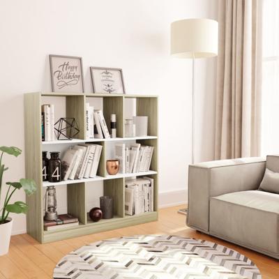 Boekenkast 97,5x29,5x100 cm bewerkt hout wit en eikenkleurig