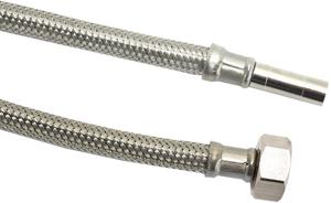 Flexibele aansluitslang - rvs gevlochten - binnendraad x buis - 3/8” x 10mm - DN8 - lengte 40cm