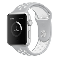 Sportbandje - Maat: M/L - Grijs + Wit - Geschikt voor Apple Watch 42mm / 44mm / 45mm / 49mm