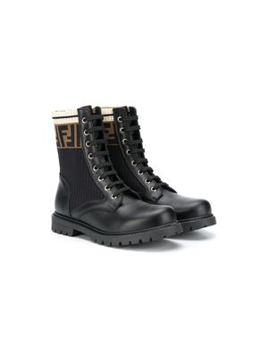 Fendi Kids bottines à bandes FF - Noir