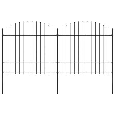 Tuinhek met speren bovenkant (1,5-1,75)x3,4 m staal zwart