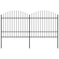 Tuinhek met speren bovenkant (1,5-1,75)x3,4 m staal zwart