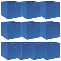 VidaXL Opbergboxen 10 st 32x32x32 cm stof blauw