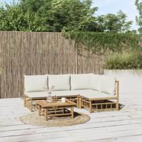 5-delige Loungeset met kussens bamboe crèmewit