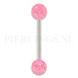 Tongpiercing acryl glitter roze