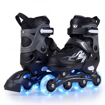 Inlineskates voor Kinderen van 5-7/7-9/9-14 Jaar 4-Voudig Verstelbare Lichtgevende Rolschaatsen met 4 Verlichte Wielen en Veiligheidsvoorzieningen voor Peuters en Beginners-Grijs-S