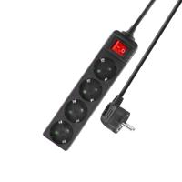ACT AC2440 Stekkerdoos 4 Sockets | Lichtgevende Schakelaar | 2 meter | Zwart - thumbnail