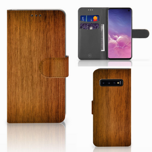 Samsung Galaxy S10 Book Style Case Donker Hout