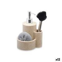 2-in-1 zeepdispenser voor het aanrecht Kinvara 92295 92295 Plastic Polyresin 14 x 18,5 x 12 cm Keuken (12 Stuks)