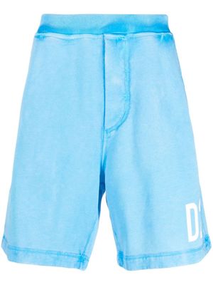DSQUARED2 short de sport en coton à logo imprimé - Bleu