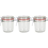 Weckpot/inmaakpot - 3x - glas - 400 ml - met beugelsluiting - transparant